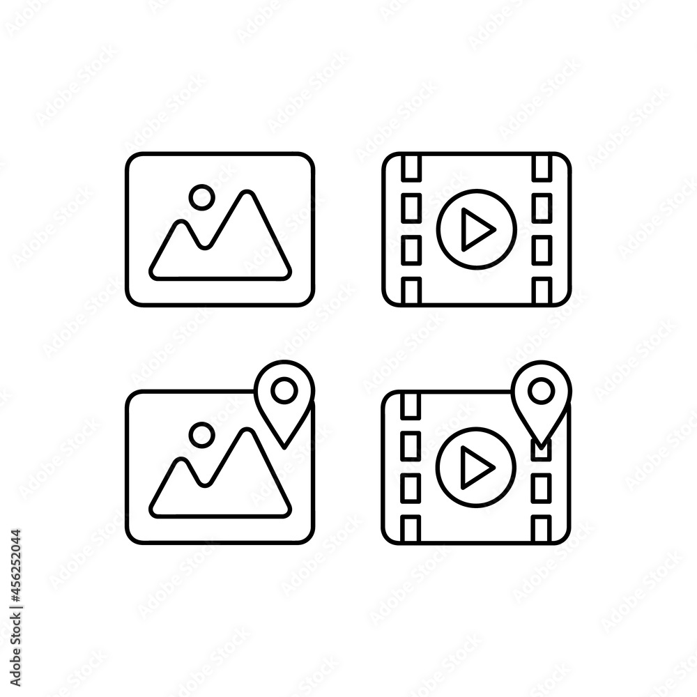 Image and video line icon design collection isolated