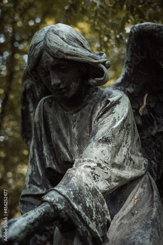 statue of angel at the cemetery
