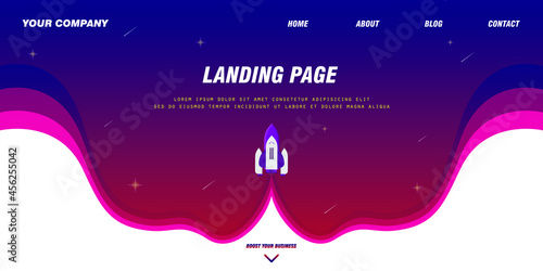 Landing Page Vector Design with free rocket template and eps file 10
