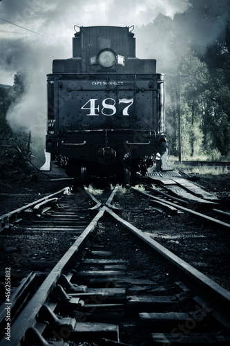 Antique steam locomotive train from the 1800's Chama, New Mexico, USA.   photo