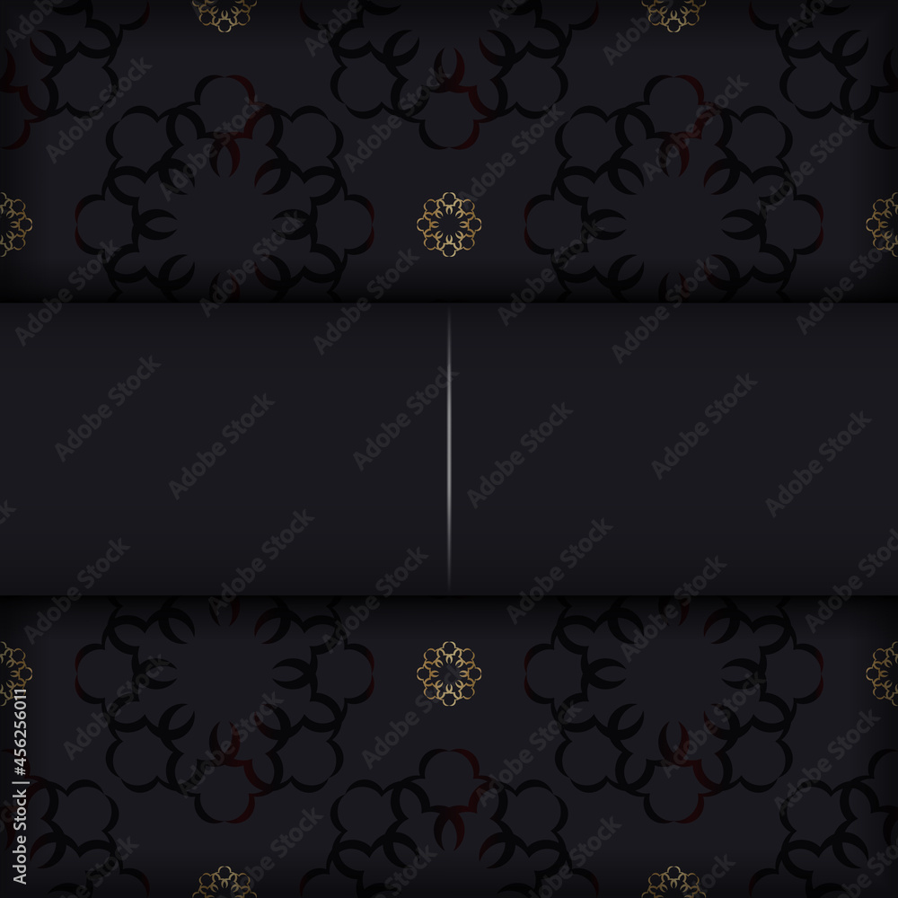 Black postcard with indian ornament Black postcard with indian ornament