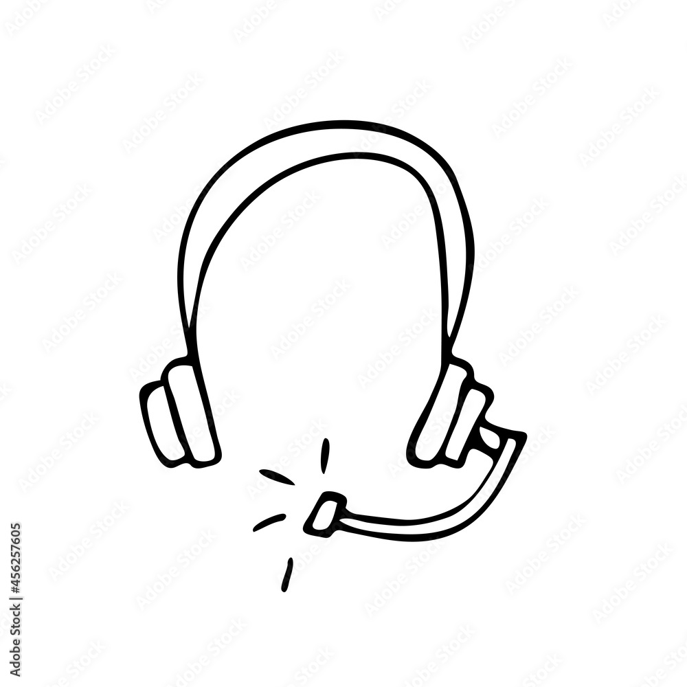 Doodle headphones drawn by hand. A simple vector image for the Internet, messages, letters Doodle headphones drawn by hand. A simple vector image for the Internet, messages, letters