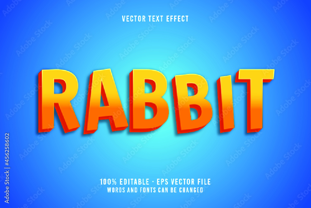 Obraz premium Rabbit text, editable font effect