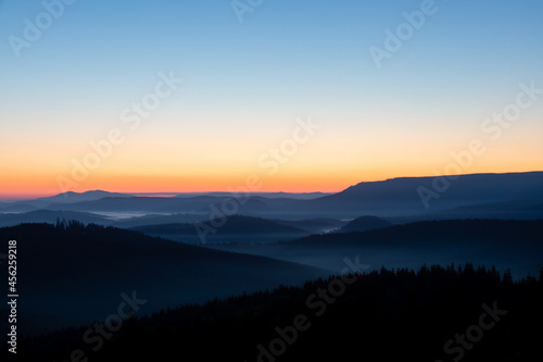 a beautiful landscape with the Carpathian mountains seen from above in the morning © sebi_2569