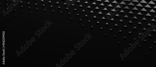 Abstract black 3D background. Abstract triangles geometric. © Alex