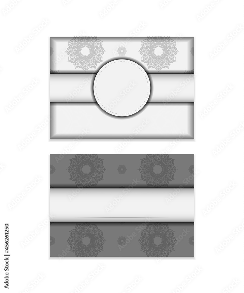 Fototapeta premium For you Printable design postcard template in white with black mandala patterns. Preparing an invitation with a place for your text and ornaments.