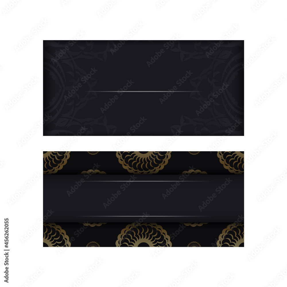 Greeting Brochure in black with gold vintage pattern