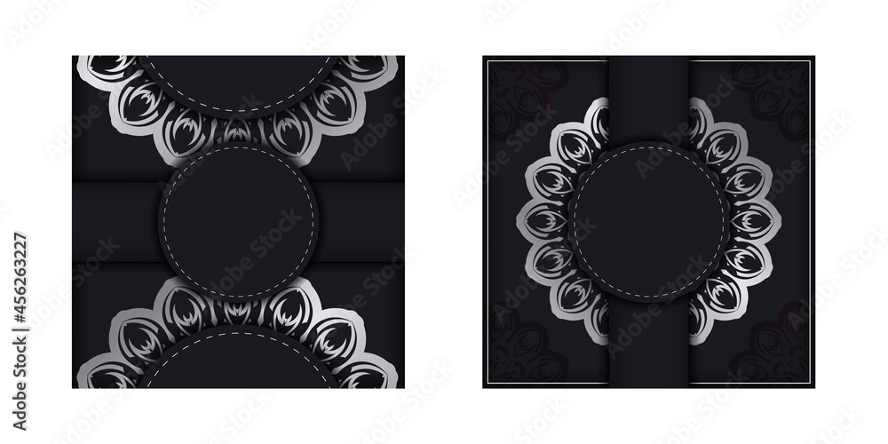 Greeting card in dark color with luxury pattern