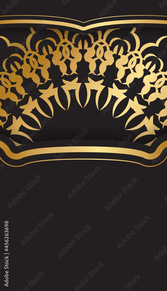 Greeting flyer black with gold greek ornament