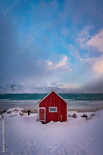 Arctic north rural village coast beach house view sea ocean winter