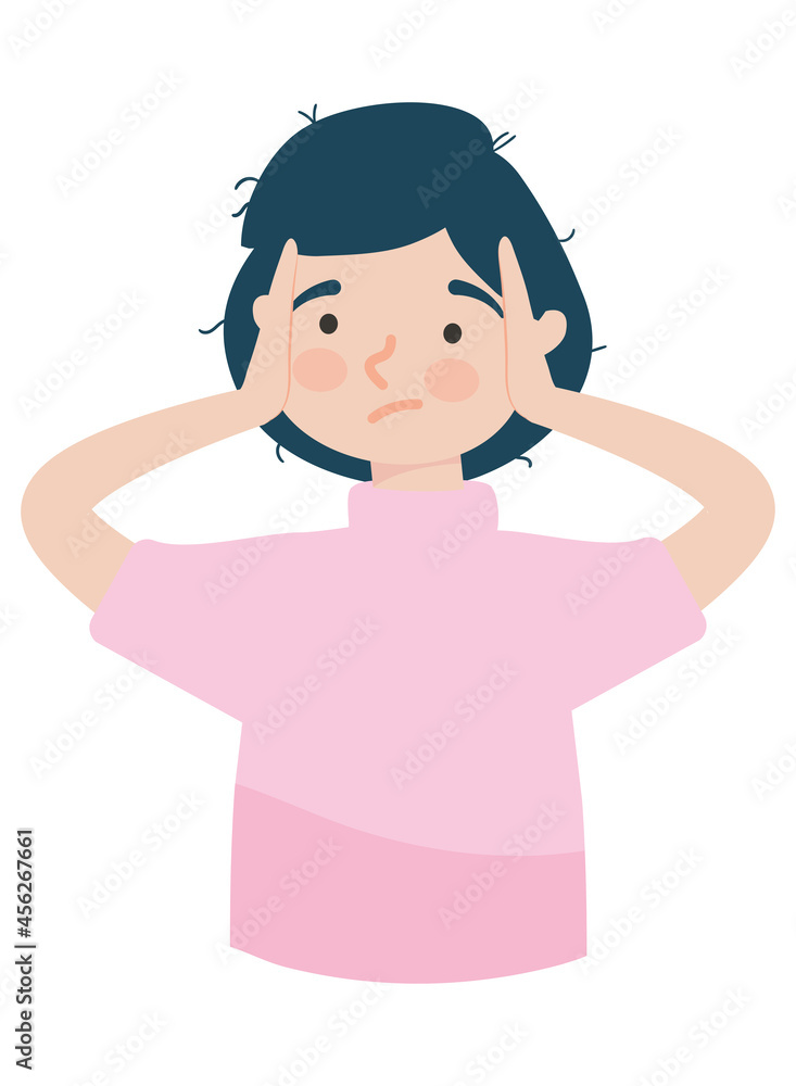 cartoon stressed woman