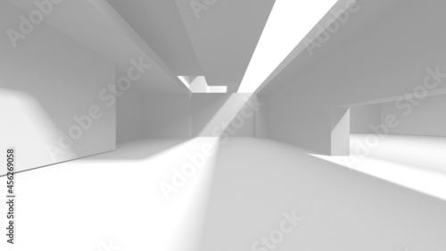 Illuminated corridor interior design. Empty Room Interior Background © VERSUSstudio