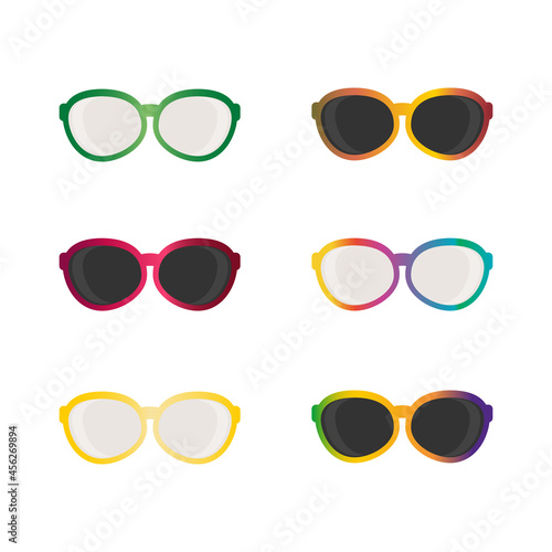 Obraz na płótnie set trendy sunglasses various colors on white w salonie