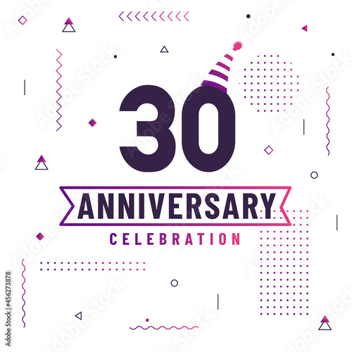 30 years anniversary greetings card, 30 anniversary celebration background free vector.