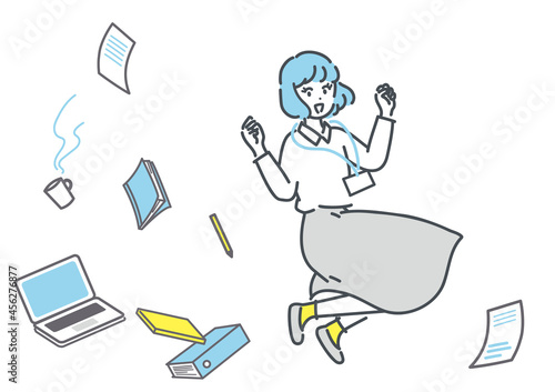 Slika na platnu ジャンプする女性のビジネスイメージイラスト素材