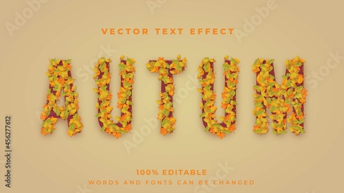 autum text effect editable with leaf on the text in 3D style