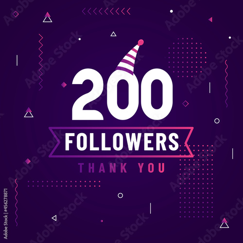 Thank you 200 followers celebration modern colorful design.