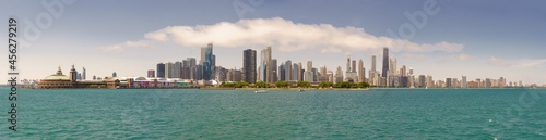 Chicago Sunny Skyline Lake Michigan buildings and navy pier © DimasPhotographer