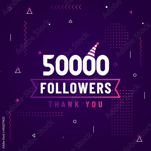 Thank you 50000 followers, 50K followers celebration modern colorful design.