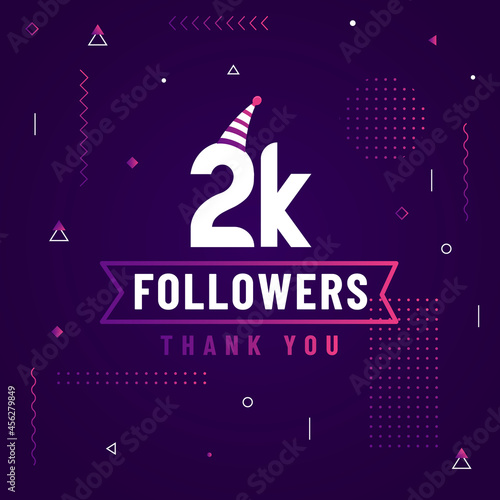 Thank you 2K followers, 2000 followers celebration modern colorful design.