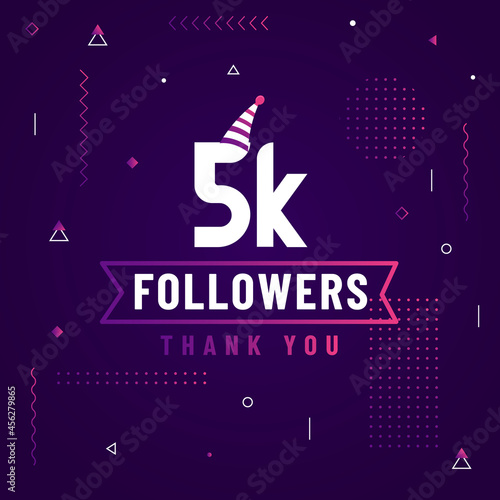 Thank you 5K followers, 5000 followers celebration modern colorful design.