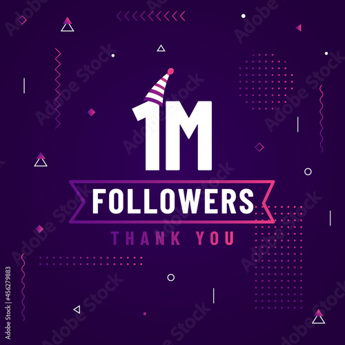 Thank you 1M followers, 1000000 followers celebration modern colorful design.