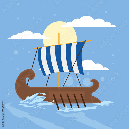 greek galley and sea