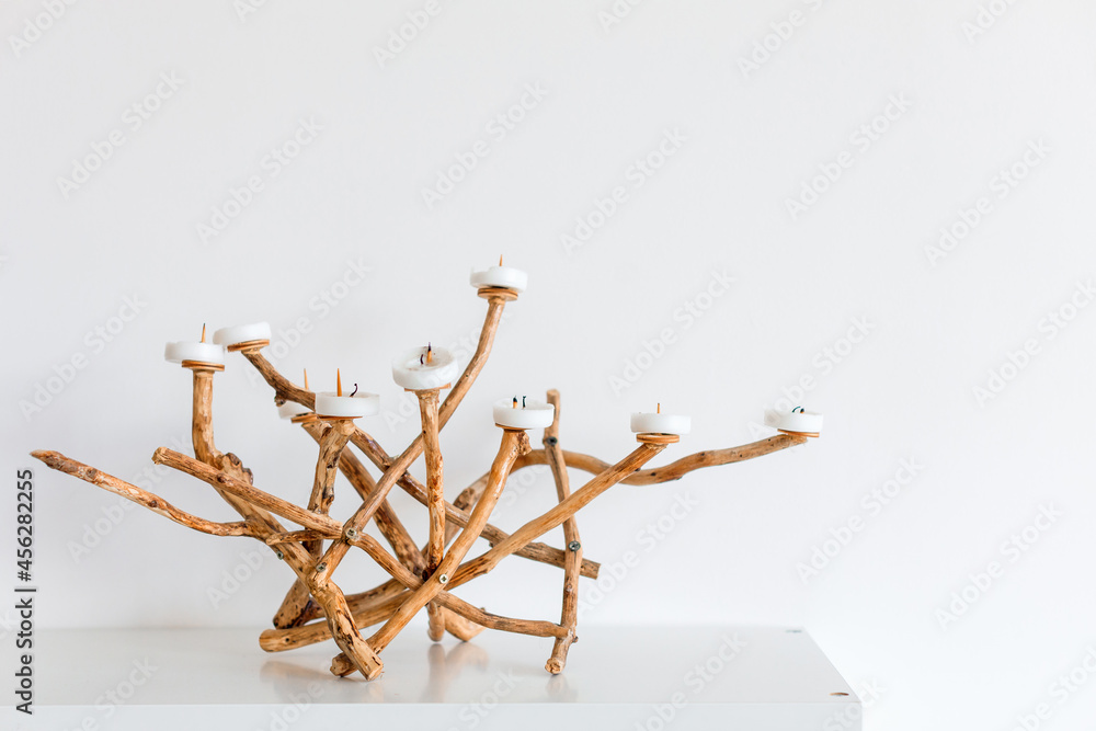 designer candlestick made of natural materials - Image designer candlestick made of natural materials - Image