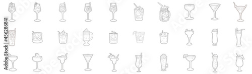 Set of different tropical cocktails with different presentations Vector