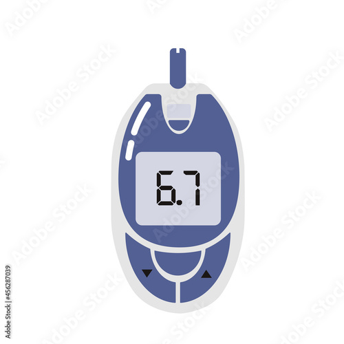 Portable glucometer vector illustration. Medical equipment for Diabetes control. Blood glucose monitor system with sugar meter.