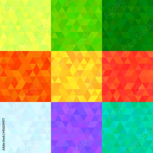 Obraz na płótnie A set of nine seamless triangle patterns in the colors of summer, autumn and winter w salonie
