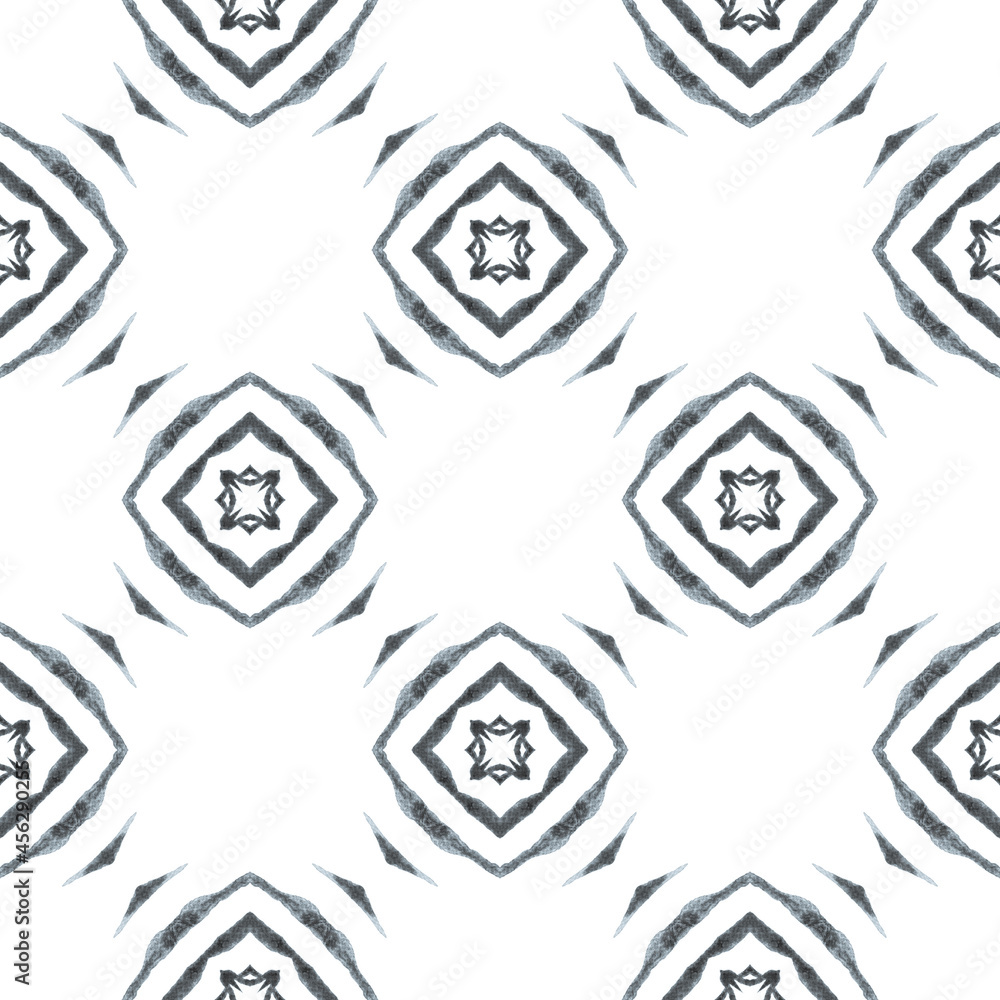 Fototapeta premium Hand drawn tropical seamless border. Black and