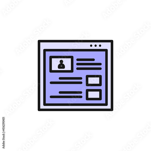 personal profile CV web page wireframe icon