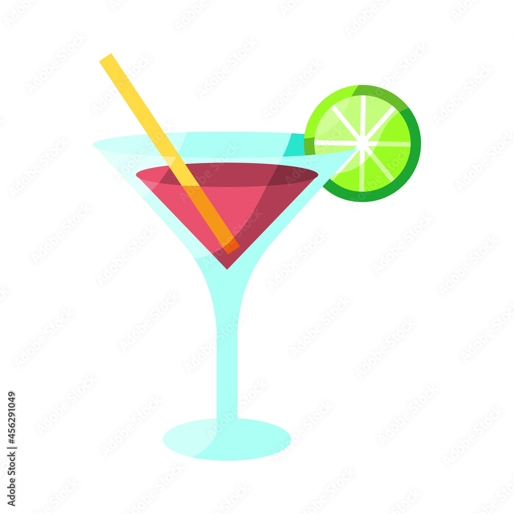 Isolated tropical cocktail icon with a lemon Vector Isolated tropical cocktail icon with a lemon Vector