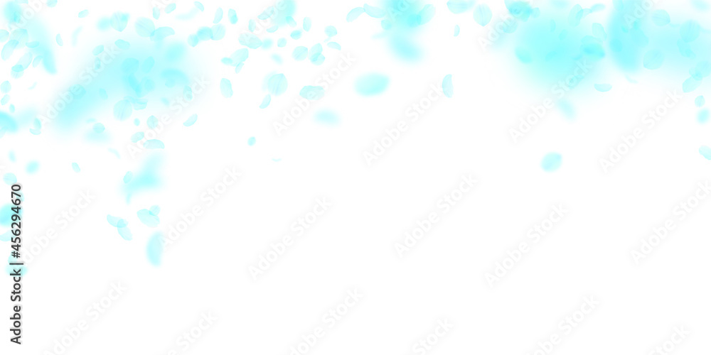 Turquoise flower petals falling down. Fine romanti Turquoise flower petals falling down. Fine romanti