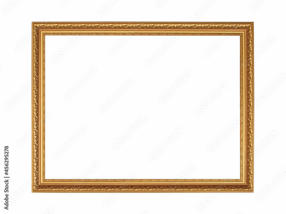 Gilded wooden frame for paintings. Isolated on white Gilded wooden frame for paintings. Isolated on white