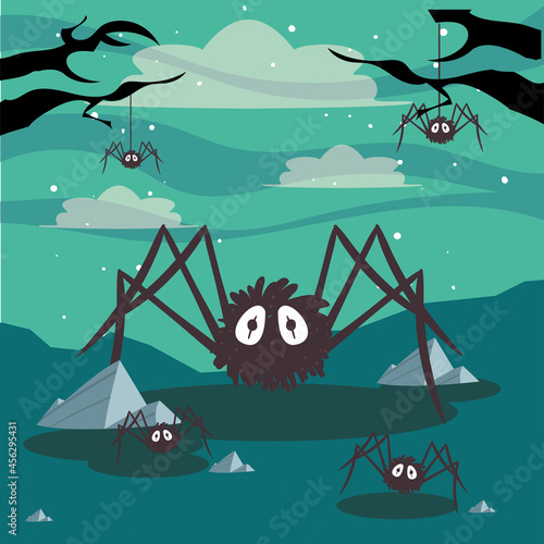 halloween spiders scenes