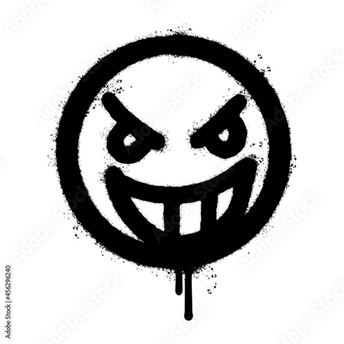 graffiti angry face emoticon sprayed isolated on white background. vector illustration.