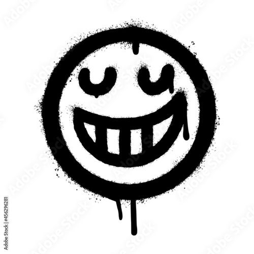 graffiti smiling face emoticon sprayed isolated on white background. vector illustration.