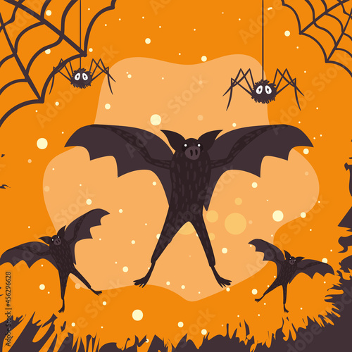 halloween bats and spiders