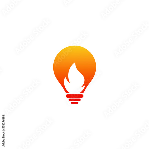 logo design of light bulb idea with burning flame 