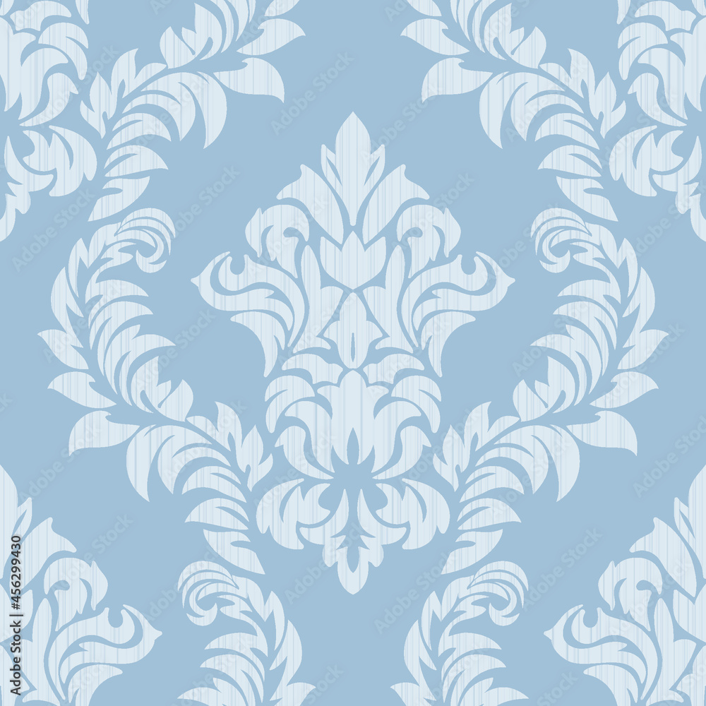 Light blue Damask seamless pattern. Vintage classic wallpaper, vector ...