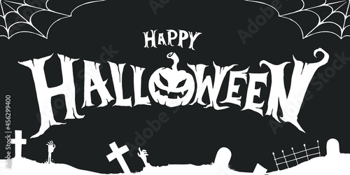 happy halloween lettering design vector illustration