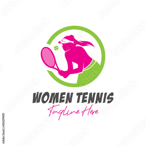 women tennis sports inspiration illustration logo