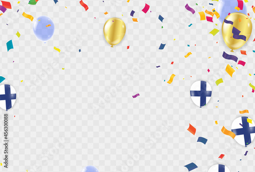 Finland Independence Day poster. Patriotic holiday. Finland balloons