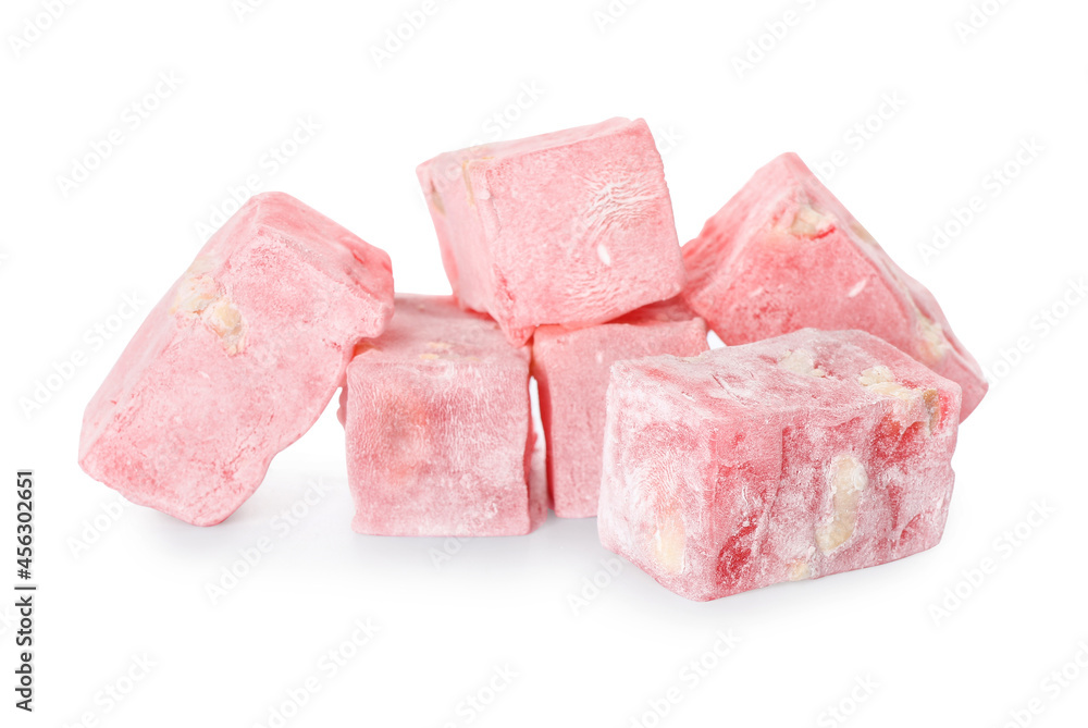 Sweet Turkish delight on white background Sweet Turkish delight on white background