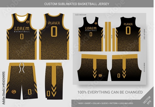 abstract turing black, grey and gold basketball jersey template