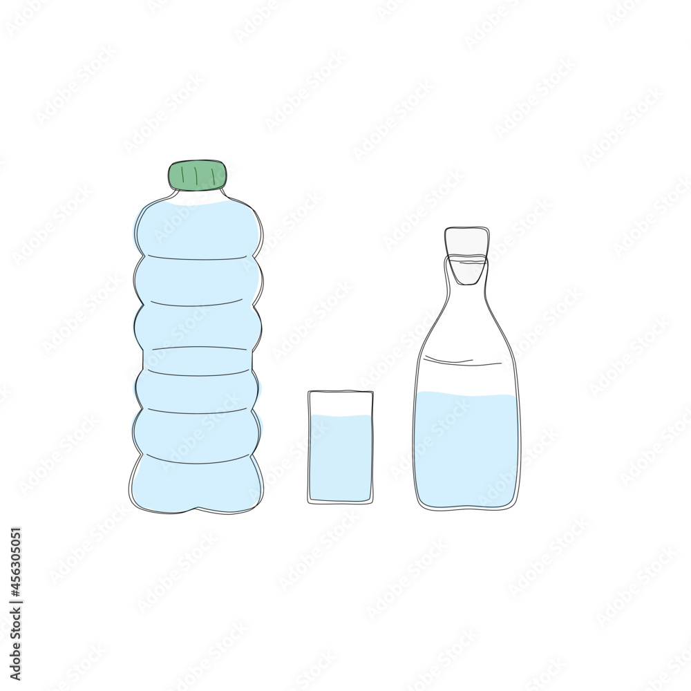 set of doodle hand drawn. water drinking. vector illustrator. set of doodle hand drawn. water drinking. vector illustrator.