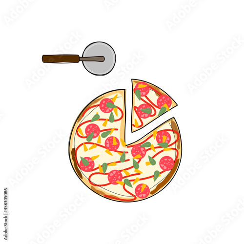 set of doodle hand drawn pizza. vector illustration.