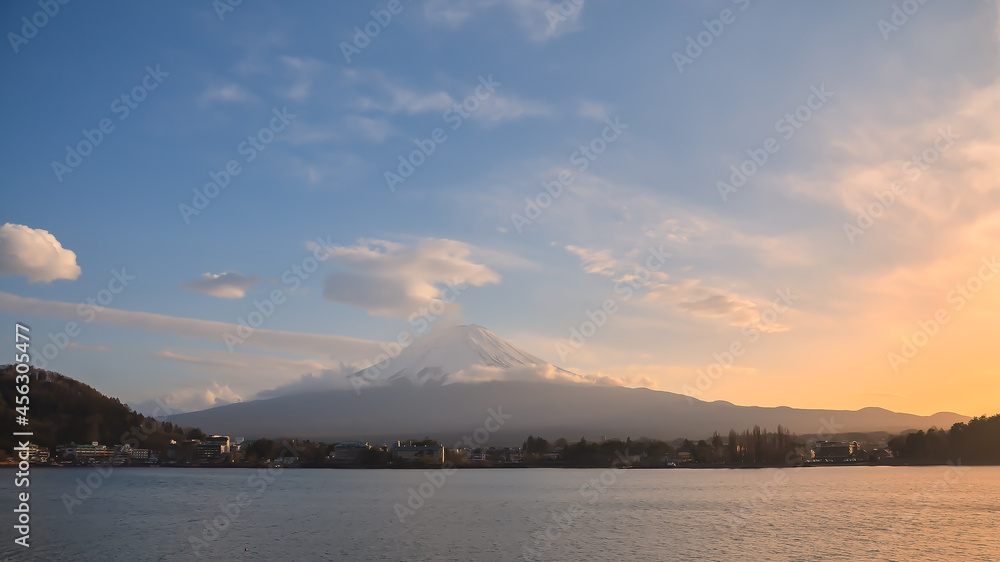 Mountain fuji and lake kawaguchi, Japan Mountain fuji and lake kawaguchi, Japan